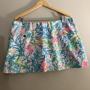 Lilly Pulitzer Women’s XL Skort Skirt Coral Bay Short Skirt With Built In Shorts